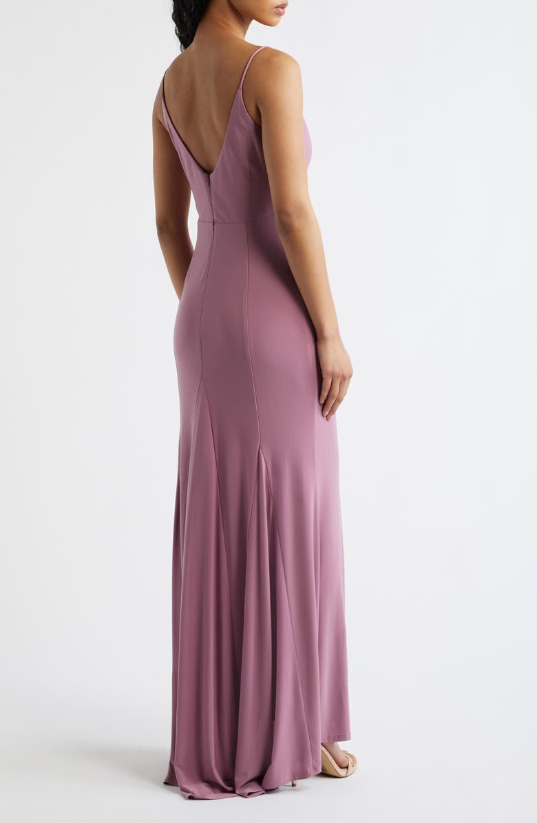 Jump Apparel Plunge V-Neck Jersey Gown, Alternate, color, Mauve