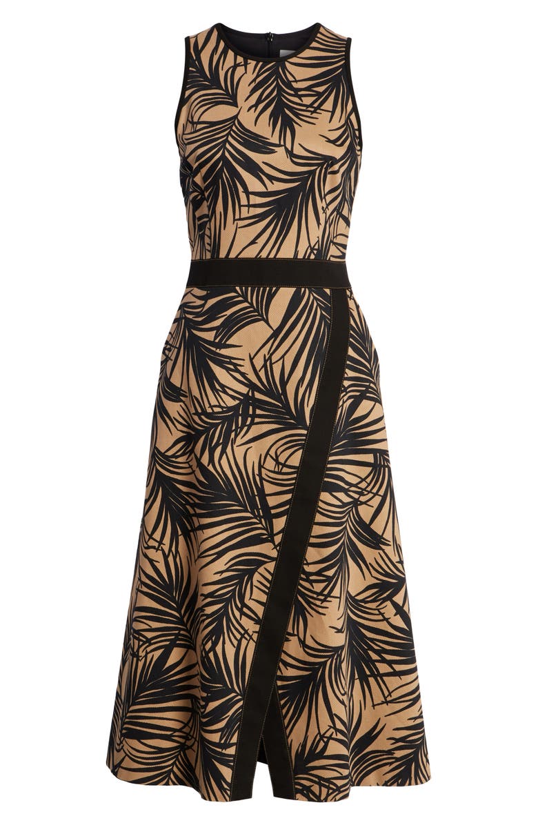 BOSS Denura Palm Frond Woven Midi Dress, Alternate, color, 