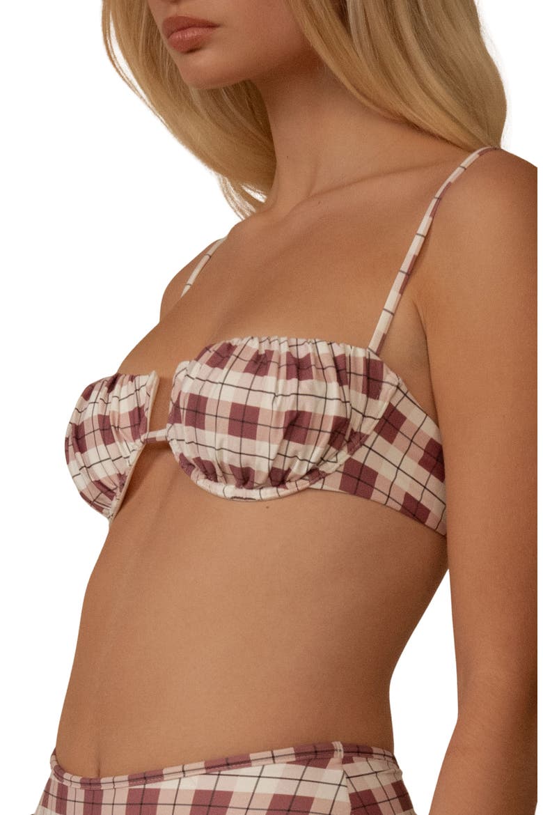 Plaid Petal Bikini Top, Alternate, color, MAROON PLAID