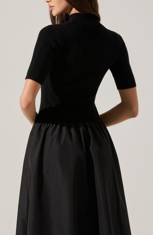 Astr The Label Carerlion Mixed Media Bubble Hem Dress In Black