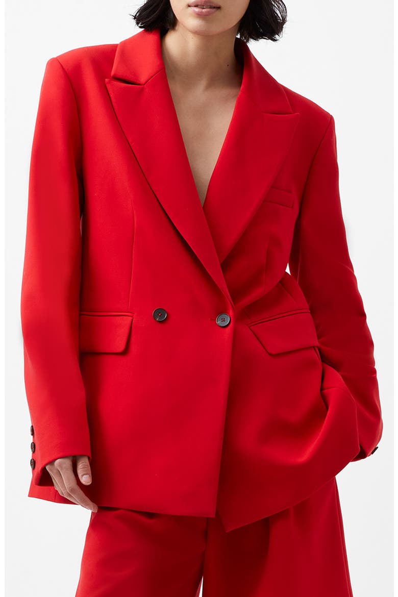Double Breasted Peak Lapel Blazer, Main, color, MARS RED