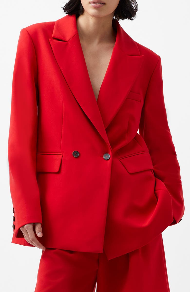 French Connection Double Breasted Peak Lapel Blazer, Main, color, Mars Red