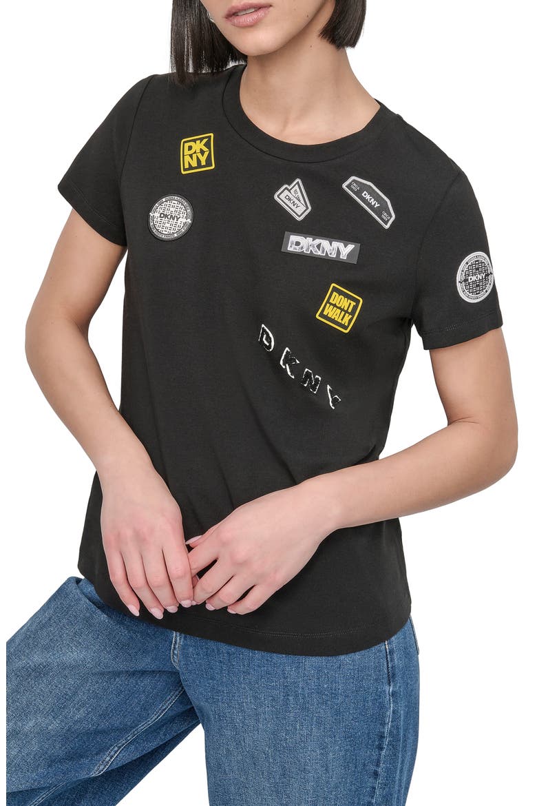 Pins & Patches T-Shirt, Main, color, BLACK