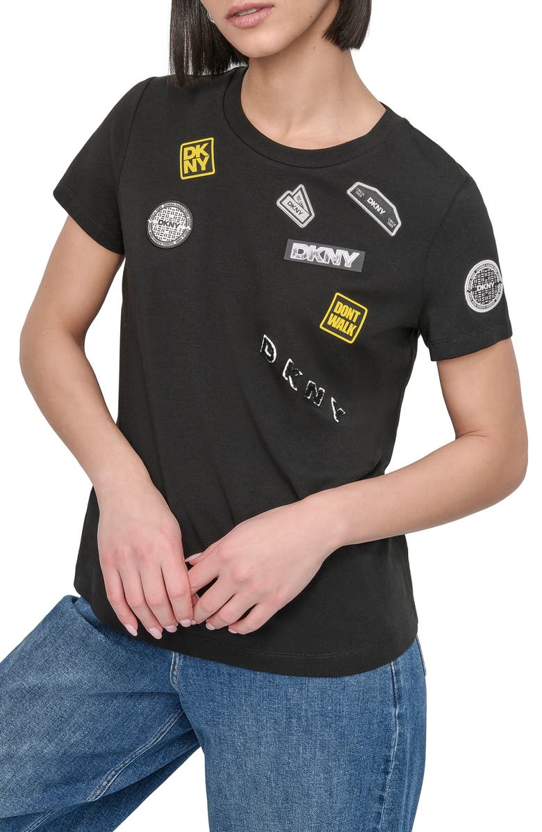 DKNY Pins & Patches T-Shirt, Main, color, 