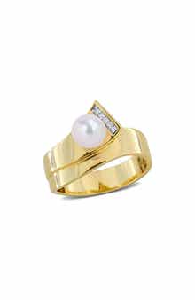 DELMAR Pearl & Diamond Wraparound Ring