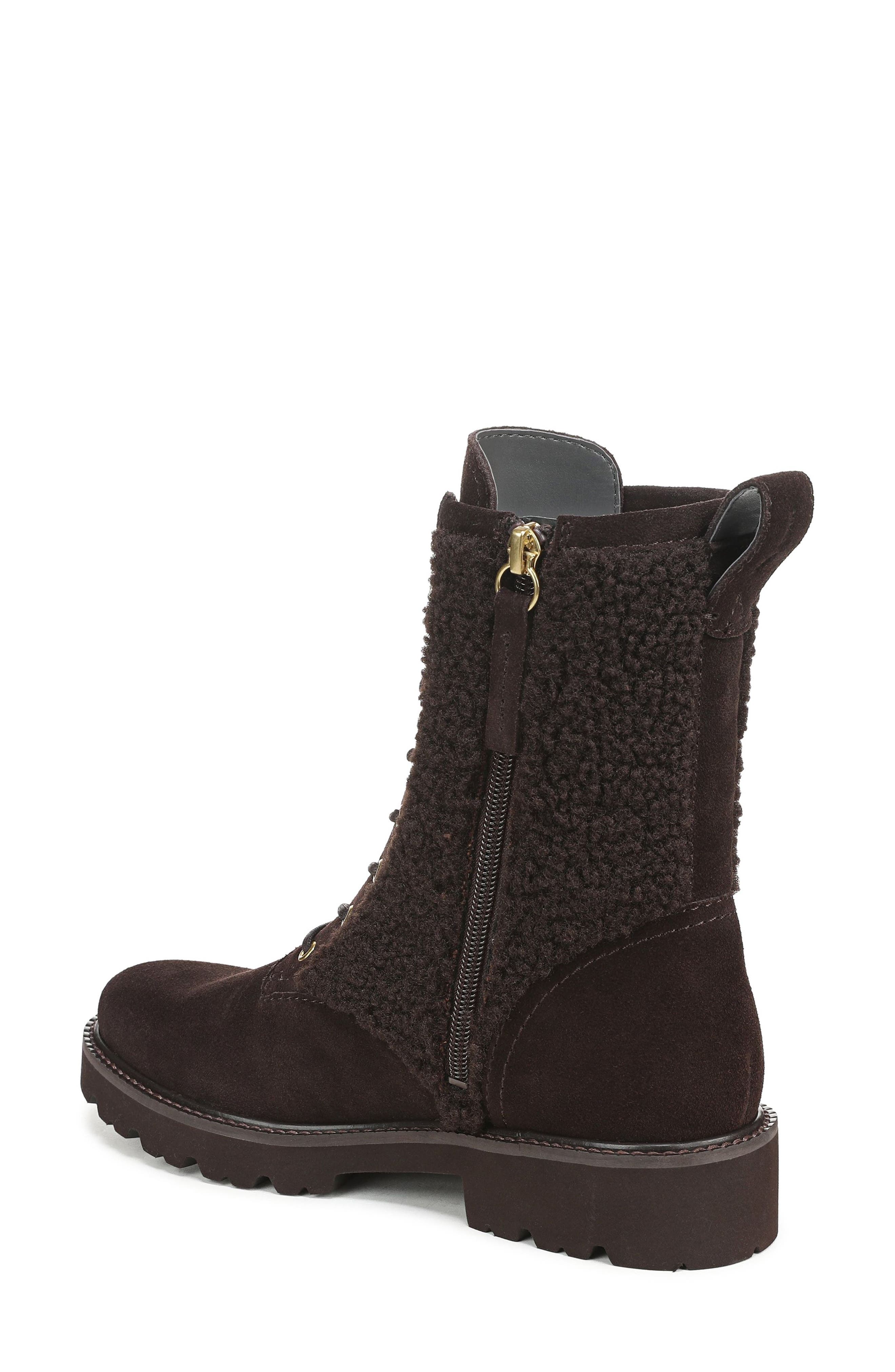 Safira Boot with Faux Shearling Trim, Alternate, color, DARK BROWN SUEDE LEA