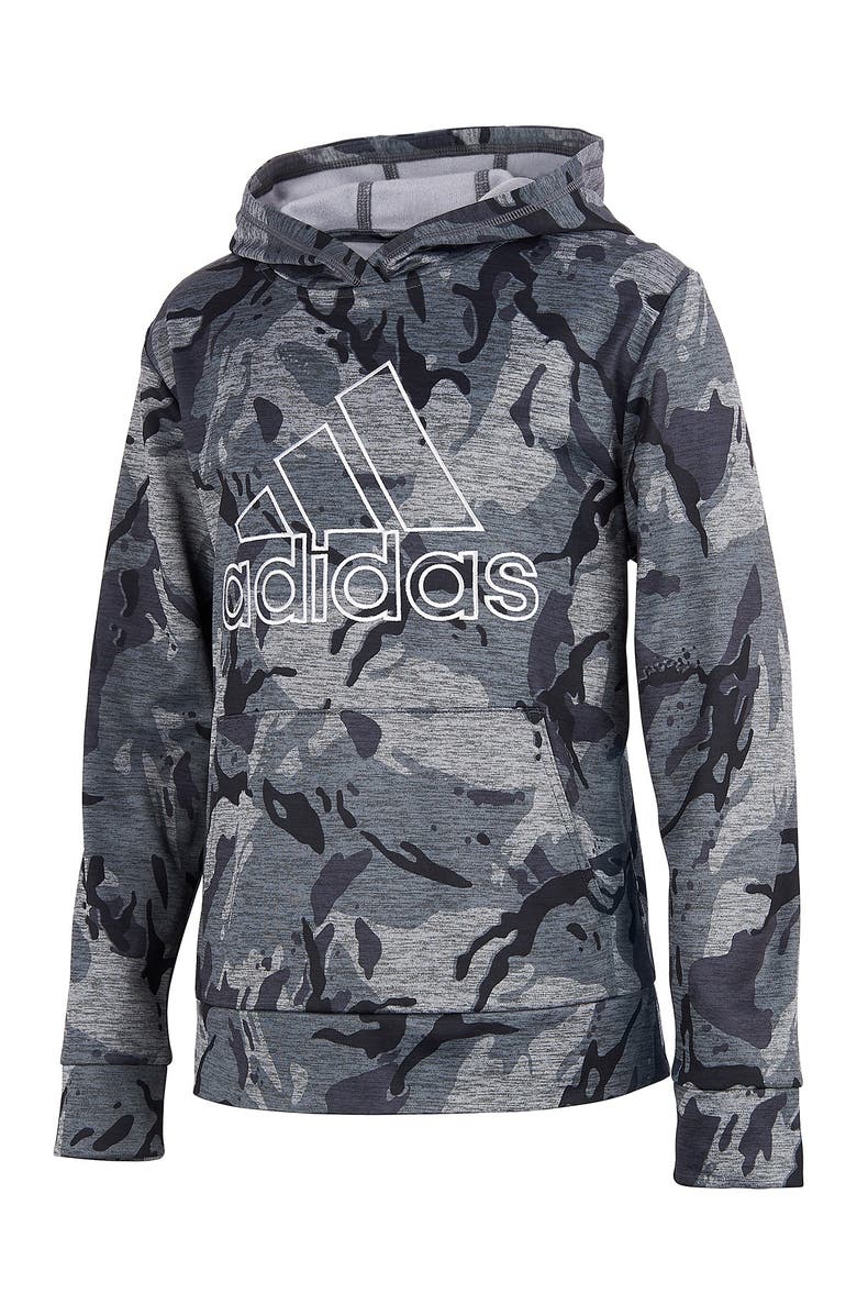 adidas Camo Logo Printed Hoodie, Main, color, 