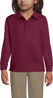 Lands' End School Uniform Kids Long Sleeve Rapid Dry Polo Shirt