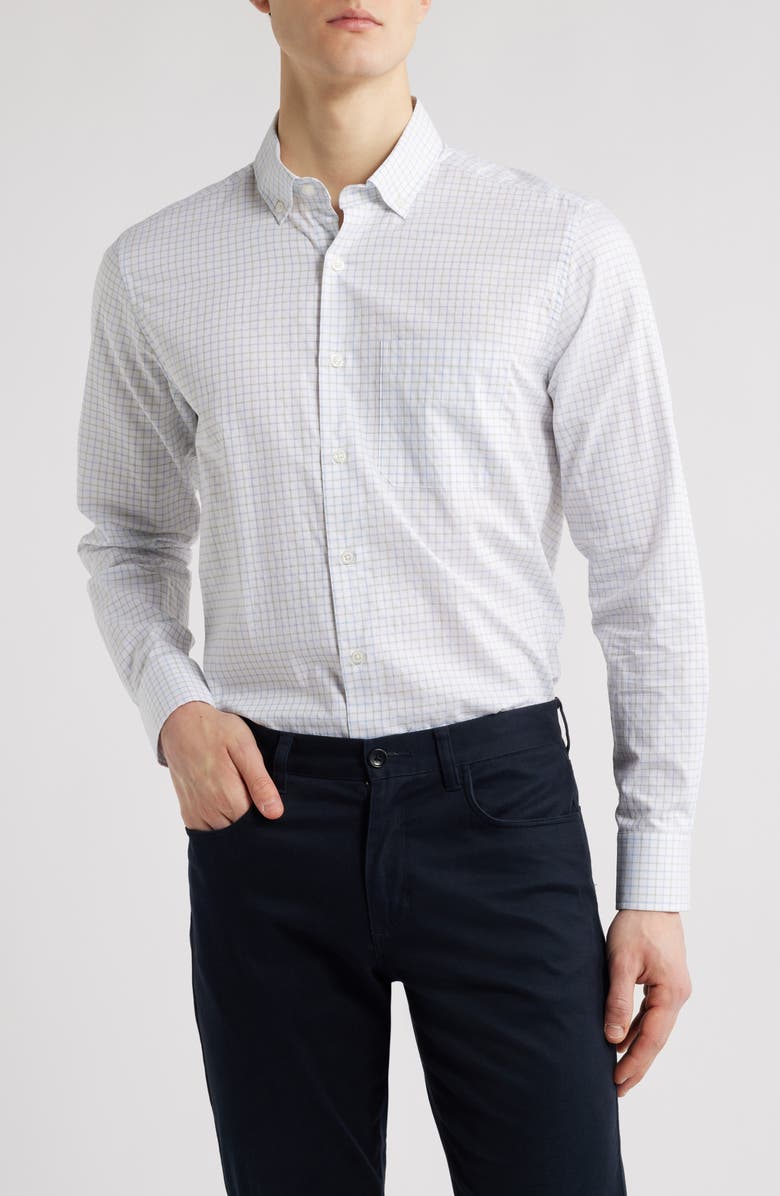 Scott Barber Jacquard Windowpane Button-Down Shirt, Main, color, 