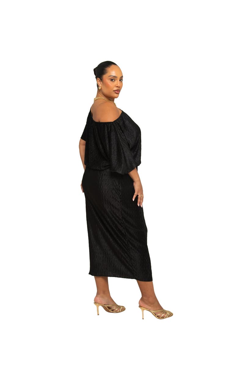 FASHION-SZN CURVE Off The Shoulder Chevron Midaxi Dress, Alternate, color, 