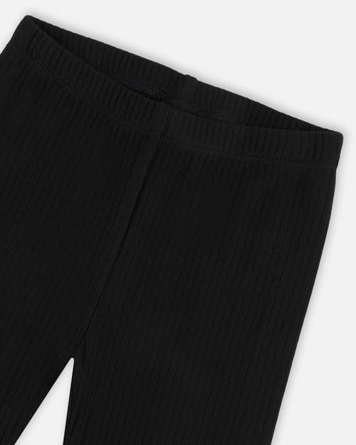 Deux Par Deux Girls' Ribbed Leggings - Big Kid In Black