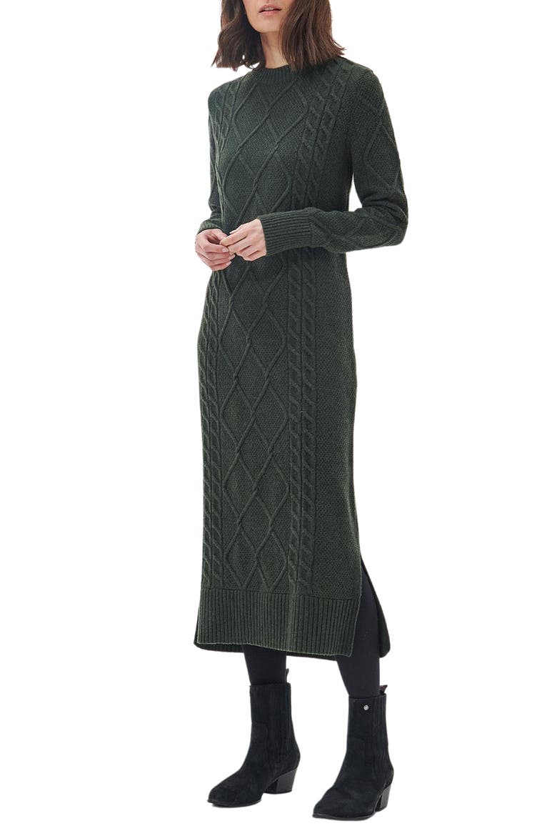 Burne Long Sleeve Wool Blend Sweater Dress, Alternate, color, OLIVE