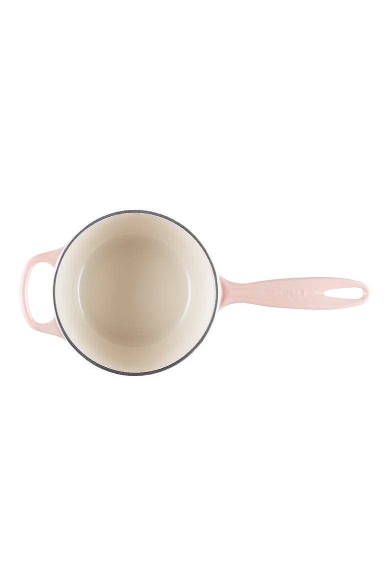 Signature 1.75-Quart Enameled Cast Iron Saucepan, Alternate, color, PECHE