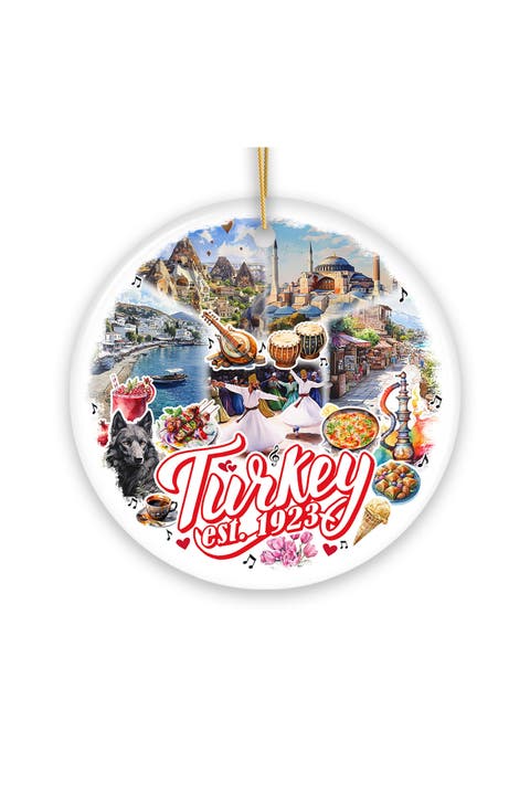Turkey Est 1923 Landmarks Ceramic Ornament - Version 2