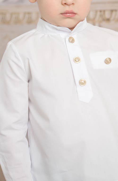 PETITE MAISON PETITE MAISON KIDS CHARLIE WHITE MANDARIN COLLAR SHIRT