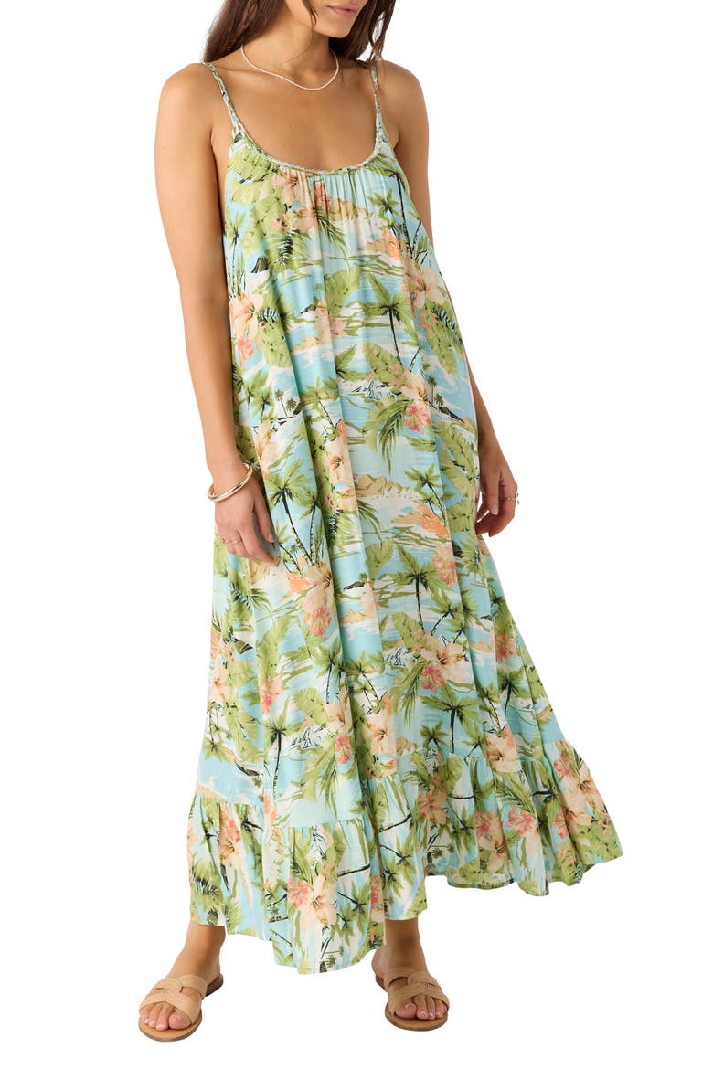 Gabriela Beach Print Maxi Sundress, Alternate, color, NILE BLUE