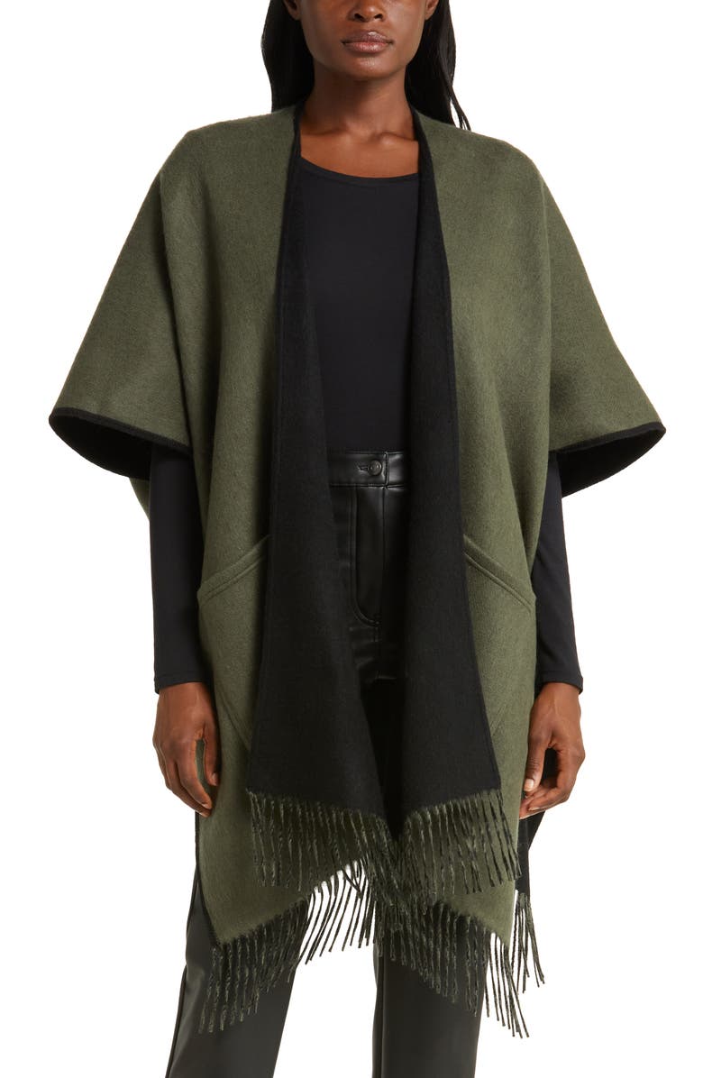 Nordstrom Reversible Pocket Wool & Cashmere Ruana, Alternate, color,