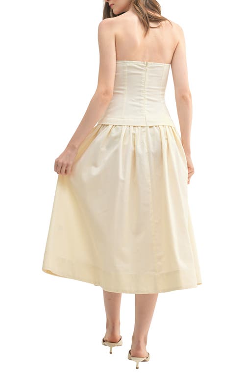 Lush Strapless Midi Dress In Butter Cream