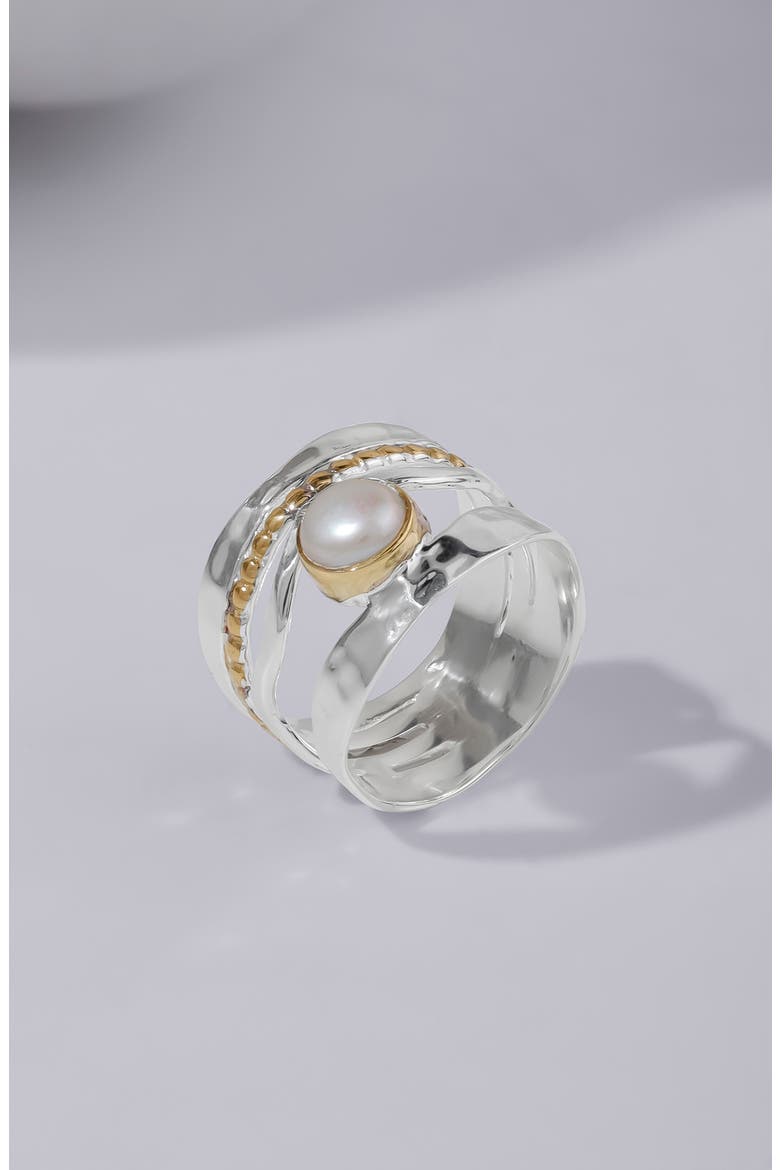 Cultured Pearl Silver Plate Ring, Alternate, color, WHITE