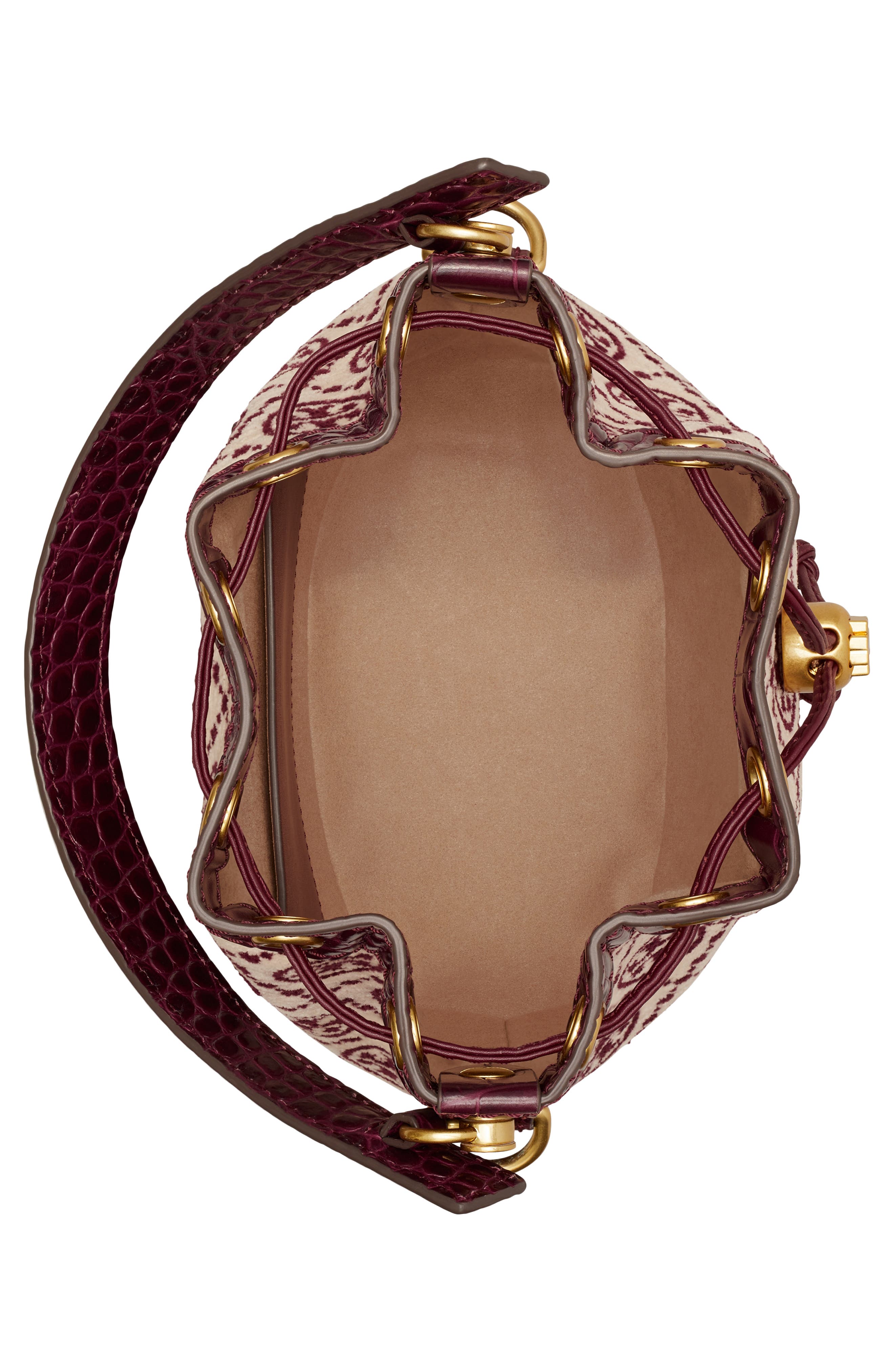 Tory Burch T Monogram Chenille Bucket Bag, Alternate, color, 