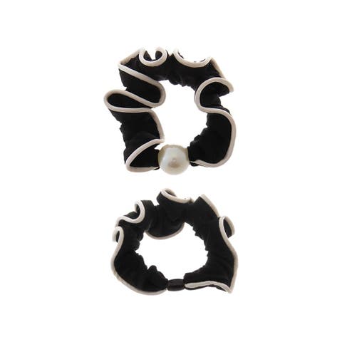 Pearl Accent Ruffle Scrunchie Duo