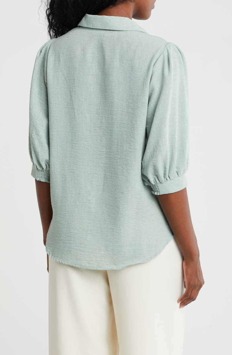 CHENAULT High-Low Button-Up Shirt, Alternate, color, Sage