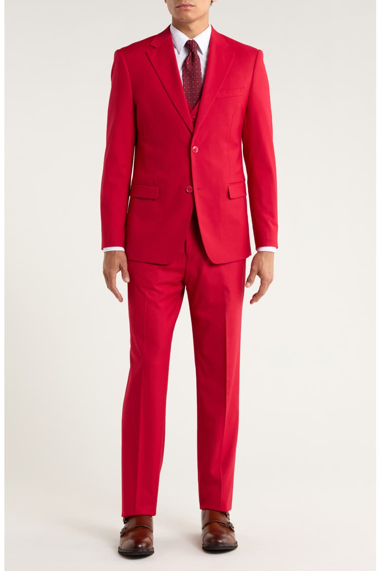 Red Mélange 3-Piece Suit, Main, color, RED
