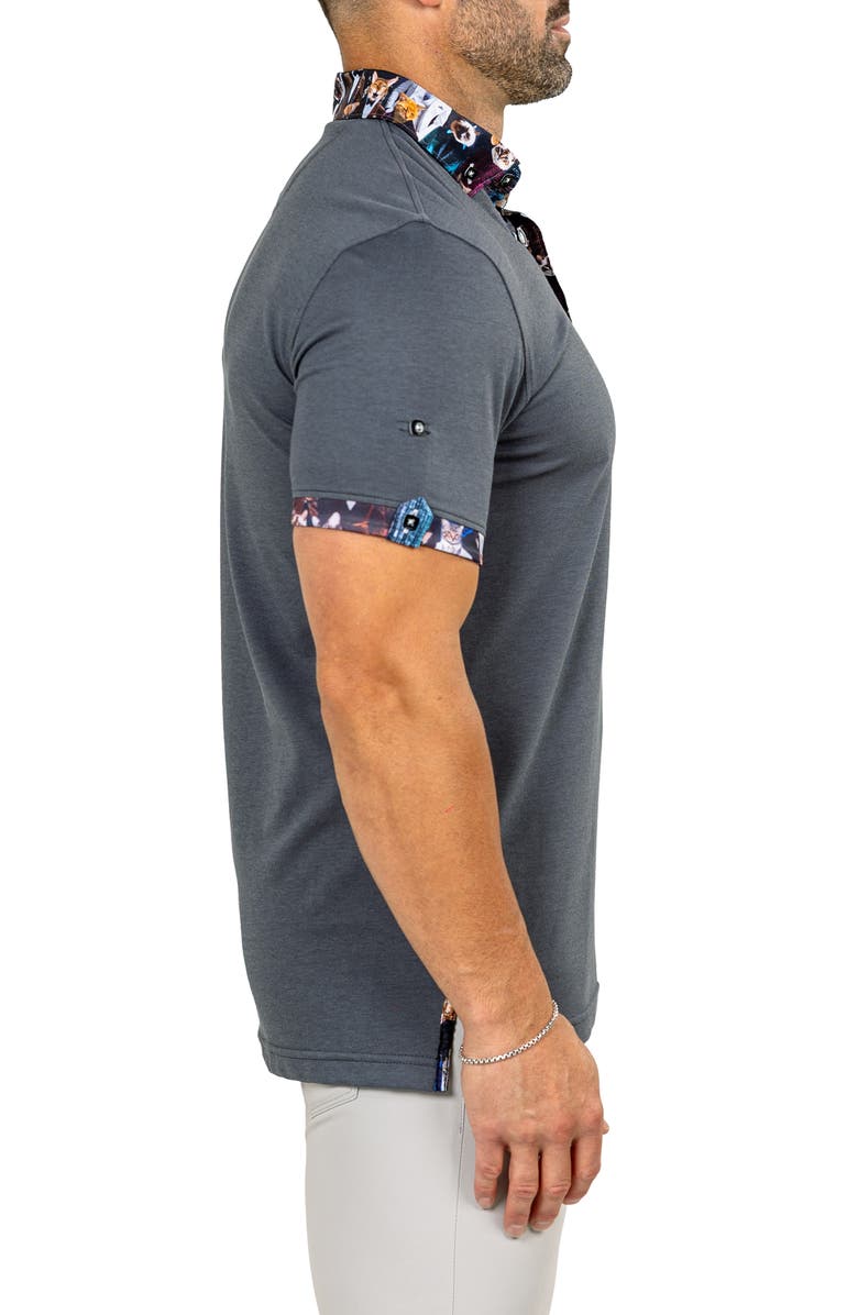 Maceoo Newton Marthyr0028 Grey Button-Down Piqué Polo, Alternate, color, Grey