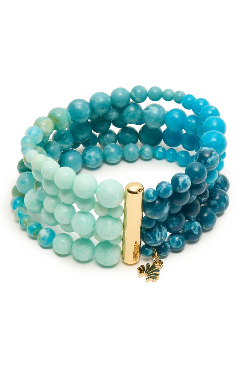 Lele Sadoughi Riviera Five Strand Beaded Bracelet, Main, color, Seafoam Spray