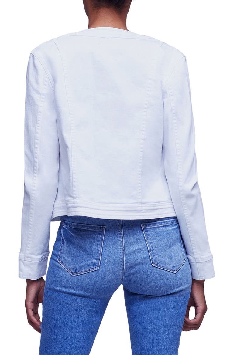 Yari Collarless Stretch Cotton Jacket, Alternate, color, BLANC