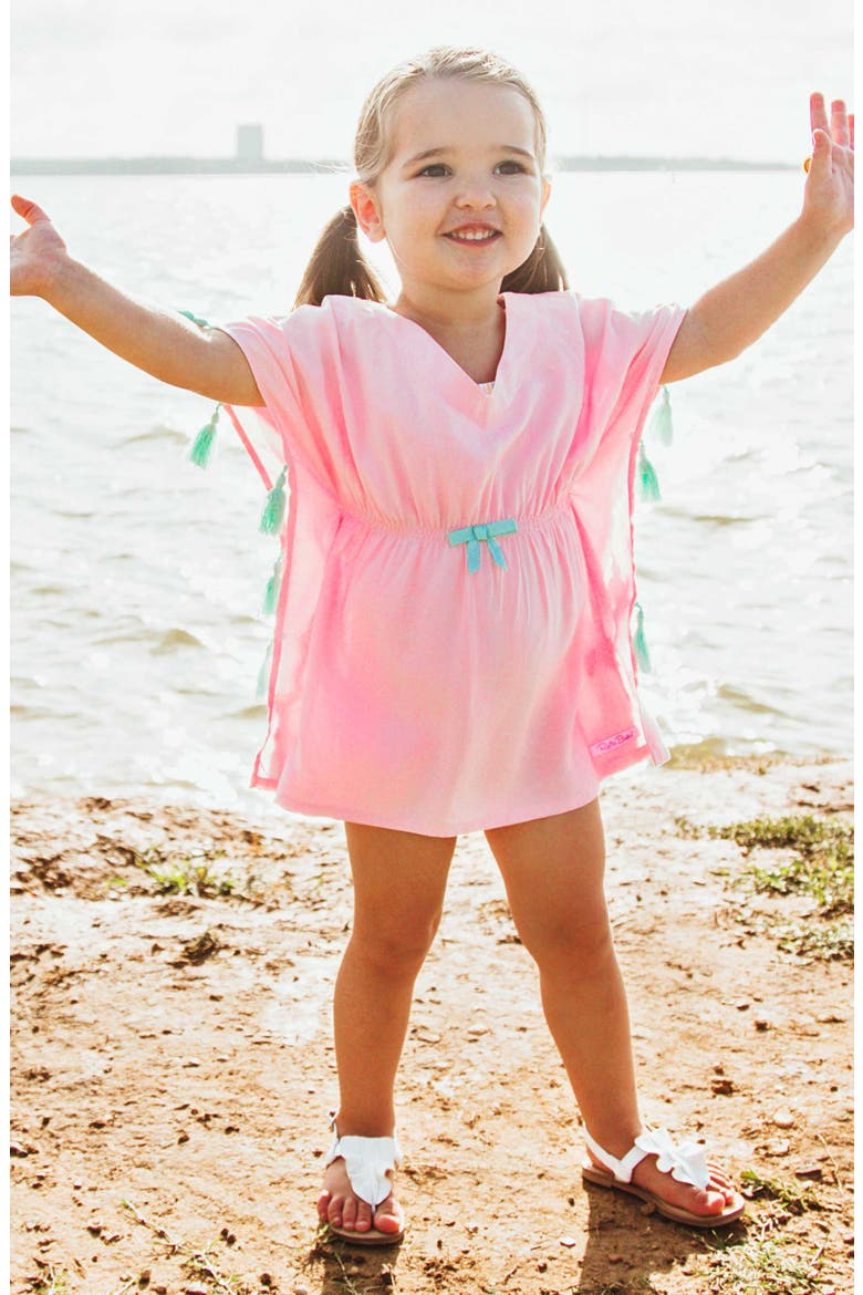 Kids' Tassel Trim Cover-Up Caftan, Alternate, color, PINK