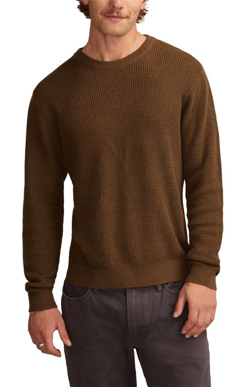 Lucky Brand Waffle Cotton & Linen Crewneck Sweater In Brown