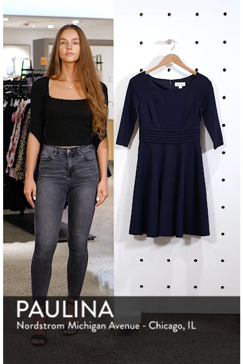 Pleated Waist Fit & Flare Dress video