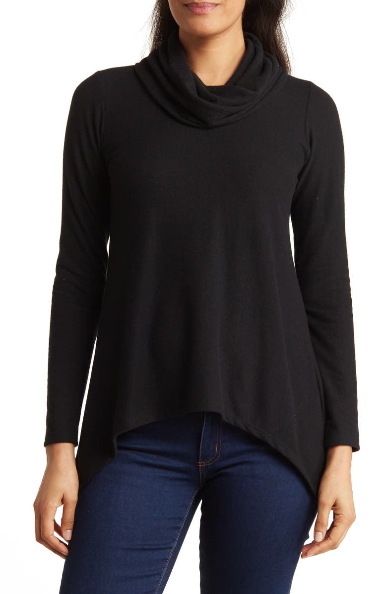 GO COUTURE Cowl Neck Asymmetric Top, Main, color, 