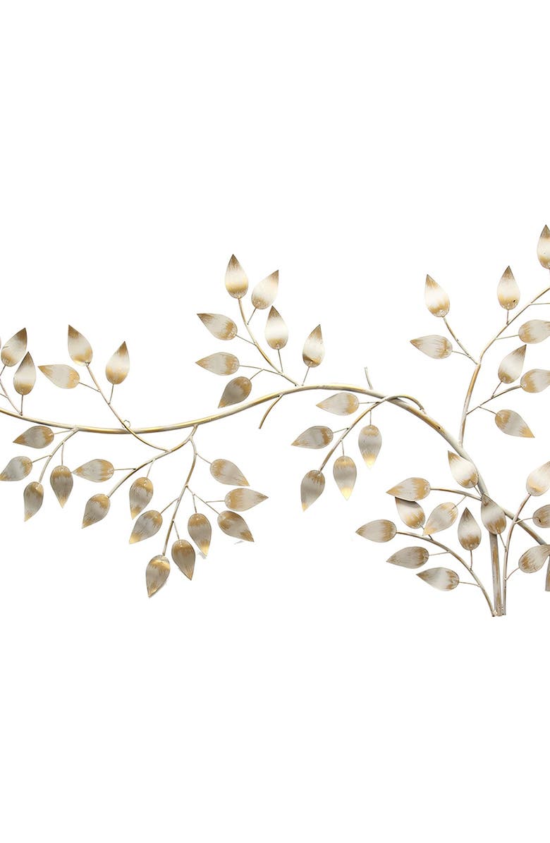 STRATTON HOME DECOR Metallic Gold/White Flowing Leaves Wall Decor, Alternate, color, 