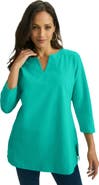 Jessica London Stretch Cotton Notch Neck Tunic