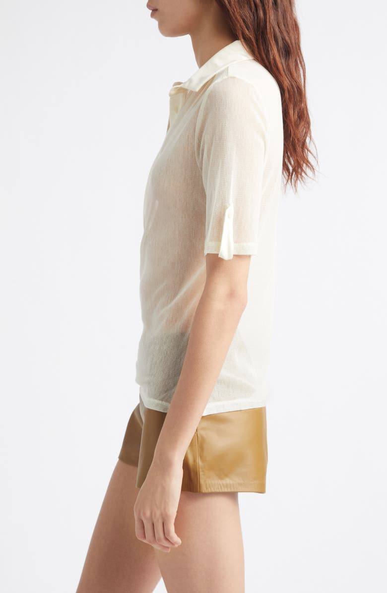Paloma Wool Sile Cotton Blend Tulle Polo Top, Alternate, color, 010 - Off-White