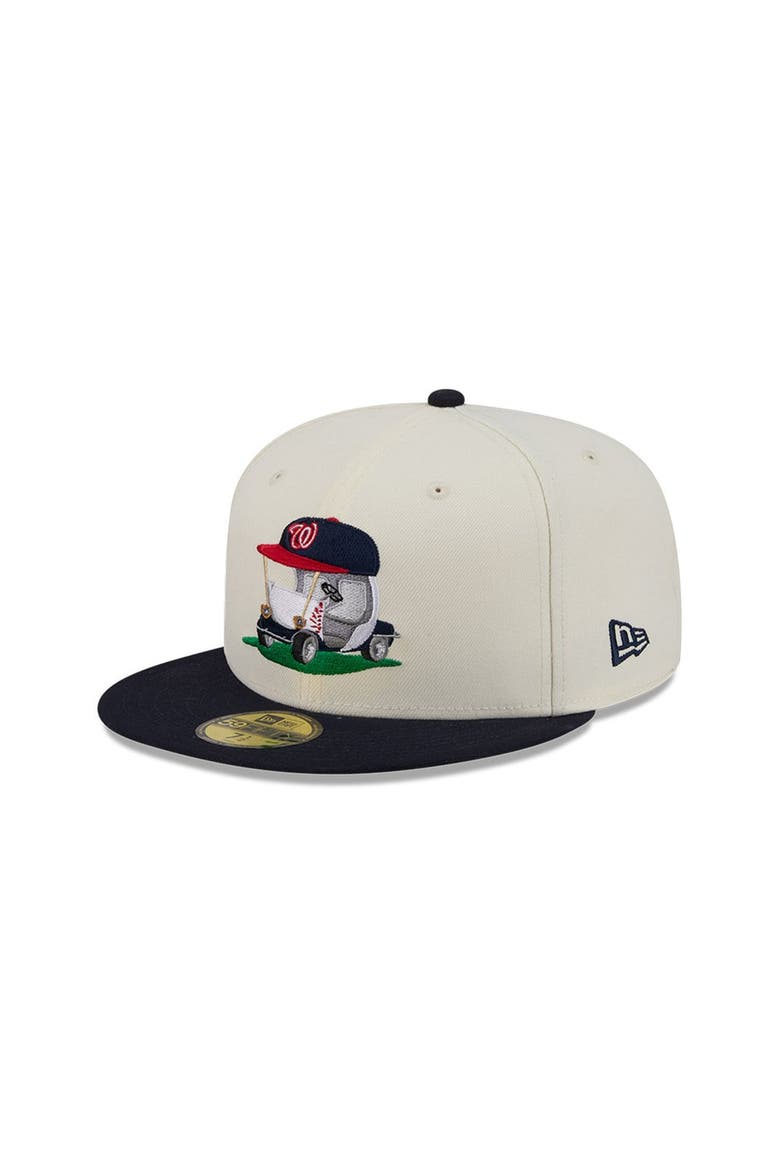 Men's New Era  Cream/Navy Washington Nationals Bullpen Cart 59FIFTY Fitted Hat, Alternate, color, Cream
