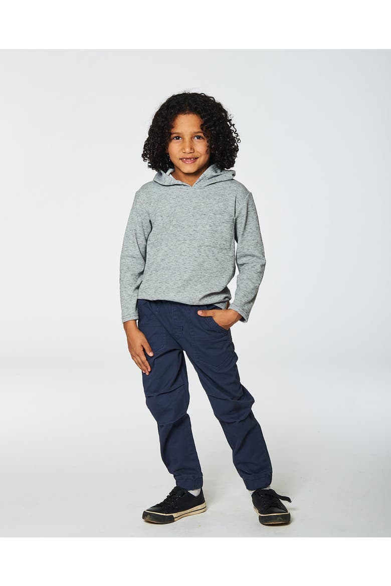 Little Boy's Super Soft Brushed Hooded T-Shirt With Pocket Dark Gray Mix, Alternate, color, Anthracite