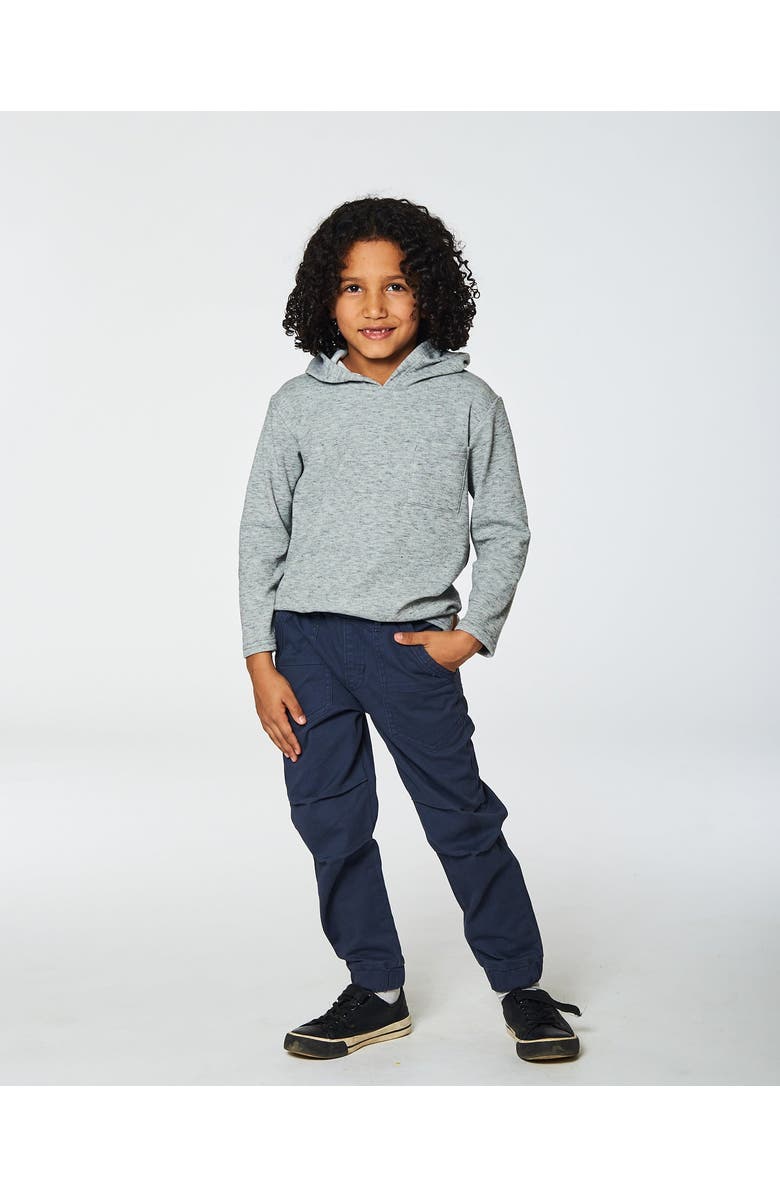 Deux par Deux Little Boy's Super Soft Brushed Hooded T-Shirt With Pocket Dark Gray Mix, Alternate, color,