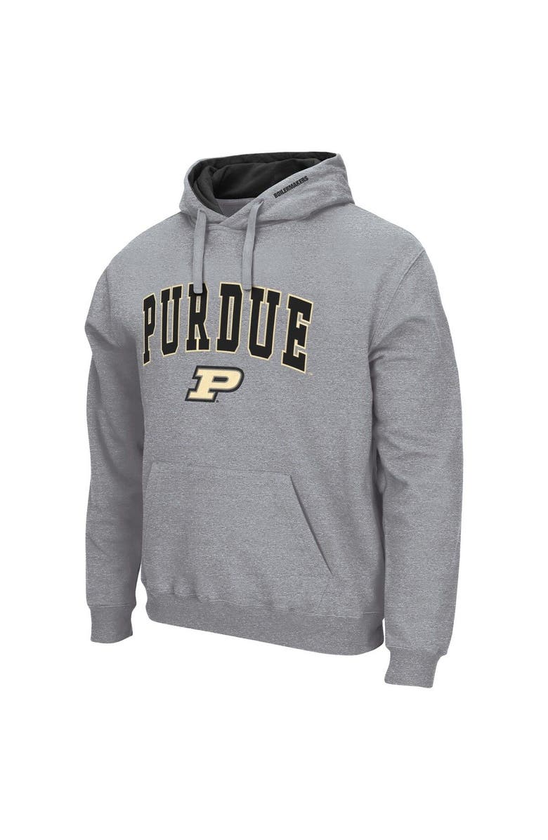 COLOSSEUM Men's Colosseum Heather Gray Purdue Boilermakers Arch & Logo 3.0 Pullover Hoodie, Alternate, color, Heather Gray