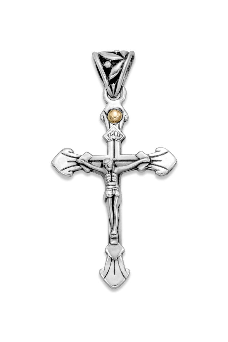 Sterling Silver & 18K Gold Crucifix Pendant, Main, color, SILVER AND GOLD