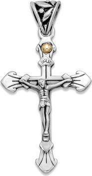SAMUEL B. Sterling Silver & 18K Gold Crucifix Pendant
