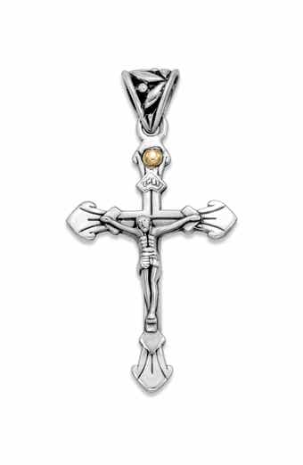 SAMUEL B. Sterling Silver & 18K Gold Crucifix Pendant