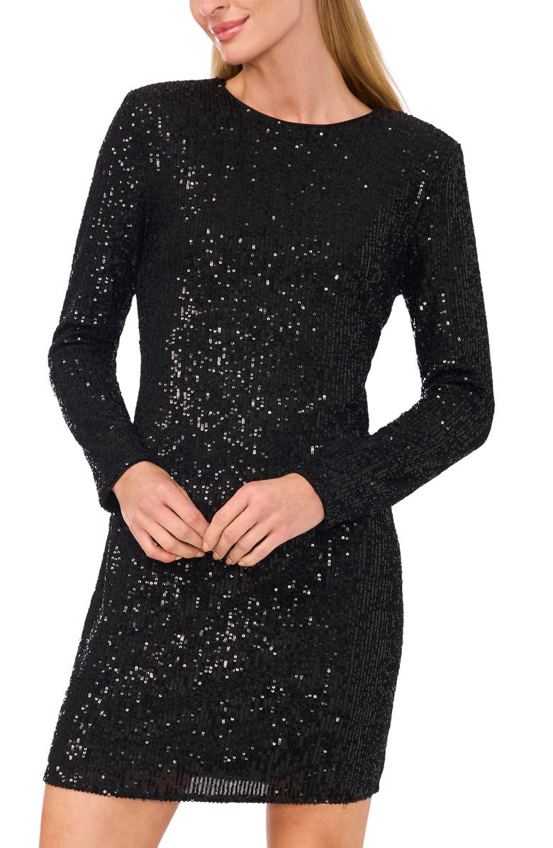 CeCe Sequin Long Sleeve Minidress, Alternate, color, 