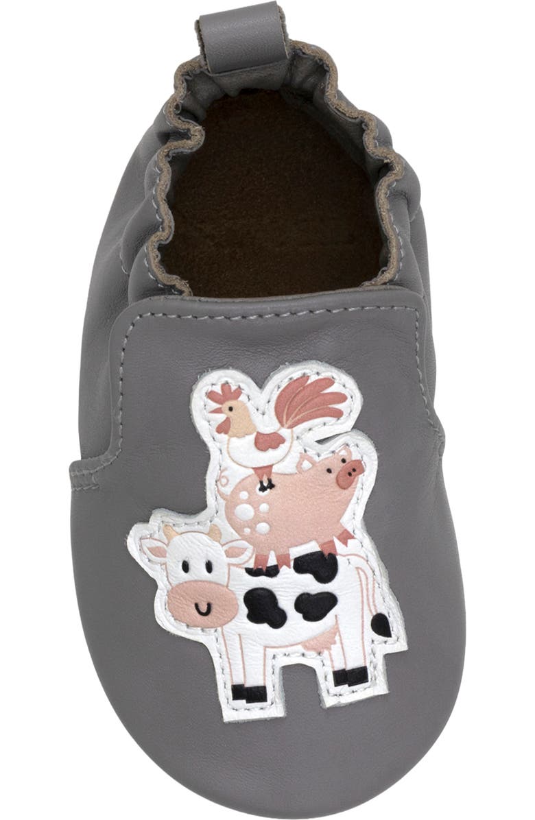 Robeez<sup>®</sup> Fun at the Farm Crib Shoe, Alternate, color, Grey