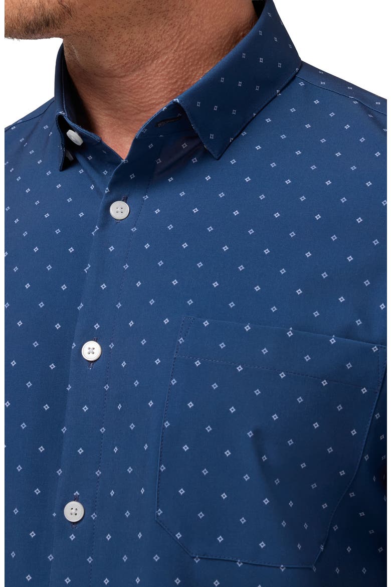 Leeward Trim Fit Short Sleeve Performance Button-Up Shirt, Alternate, color, MIDNIGHT NAVY ALTERNATING KITE