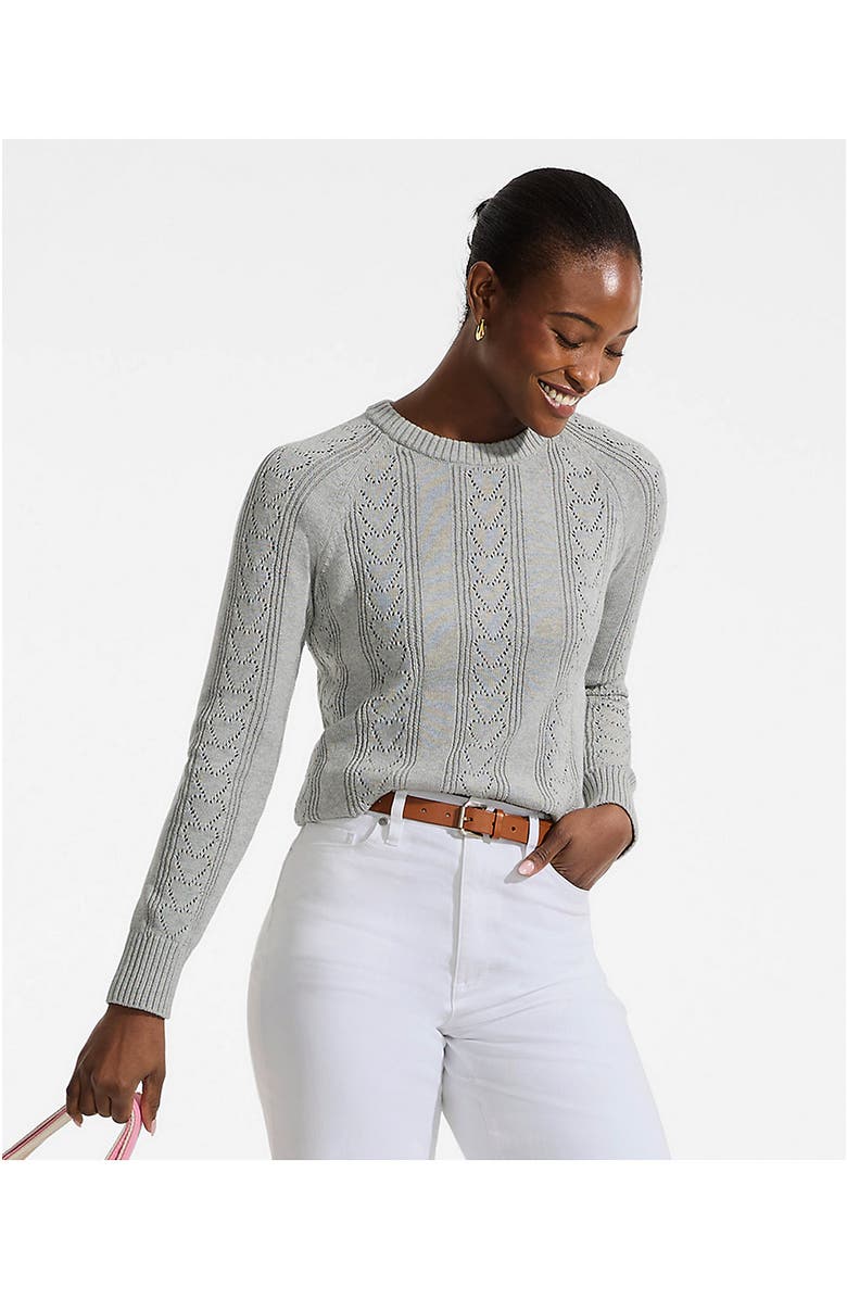 Lands' End Drifter Jacquard Raglan Crew Neck Sweater, Alternate, color, Gray Heather