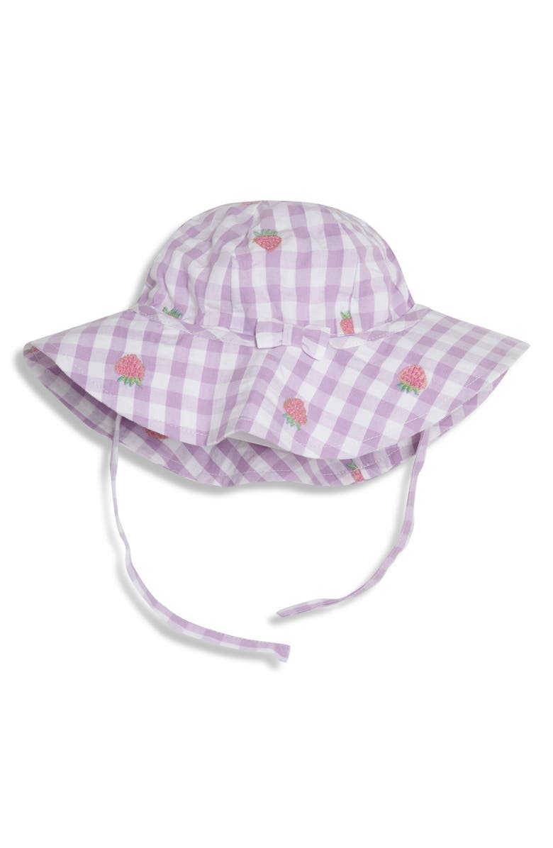 JOJO MAMAN BEBE Strawberry Embroidered Dress, Hat & Bloomers Set, Alternate, color, Lilac