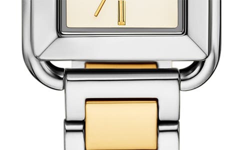 Tory Burch The Kira Square Mini Three Hand Stainless Steel Watch, 18mm X 18mm In Two Tone